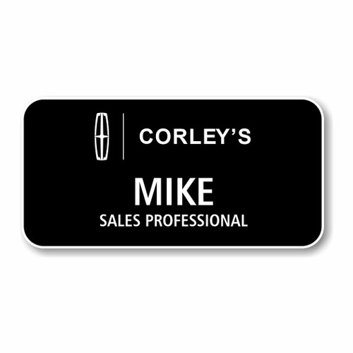 Corley Lincoln Black 3" x 1.5" Name Badge