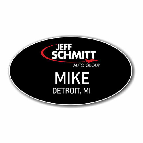 Jeff Schmitt Black Oval Name Badge