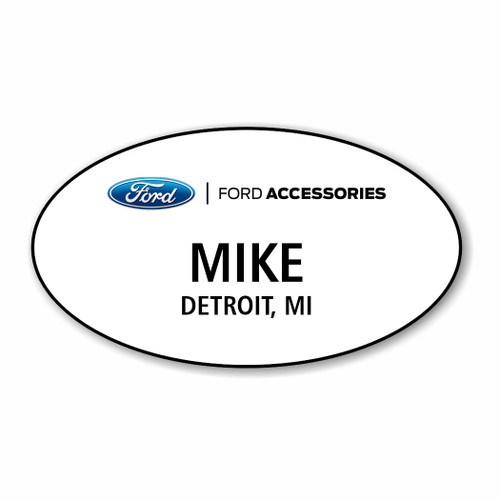 Ford Accessories White Oval Name Badge Ford Accessories White Oval Name Badge