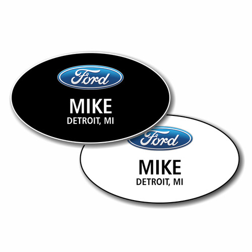 Ford Oval Name Badge Combination Pack (1 Black Badge & 1 White Badge)