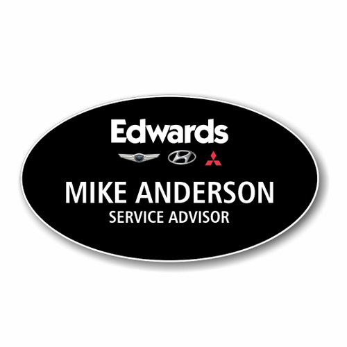 Edwards Genesis Hyundai Mitsubishi Black Oval Name Badge Release 