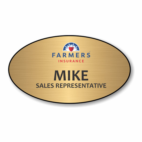 Farmers Insurance Gold Oval Name Badge