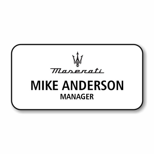 Maserati White 3" x 1.5" Name Badge