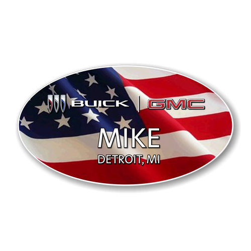 Buick GMC 2023 USA Flag Oval Name Badge