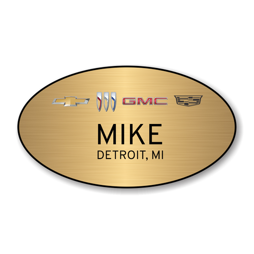 GM 4 Brand 2023 Gold Oval Name Badge