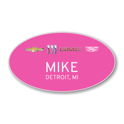 GM 4 Brand 2023 Pink Oval Name Badge