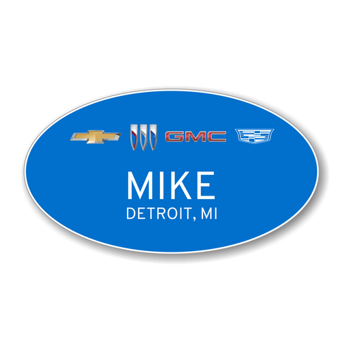 GM 4 Brand 2023 Blue Oval Name Badge