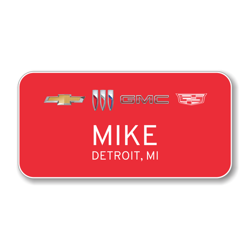 GM 4 Brand 2023 Red 3" x 1.5" Name Badge