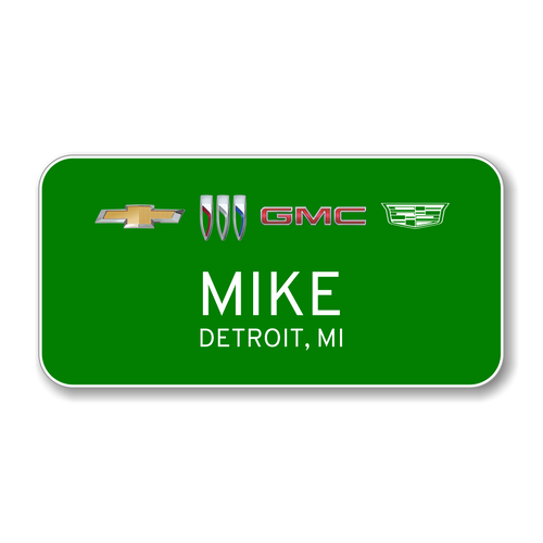 GM 4 Brand 2023 Green 3" x 1.5" Name Badge