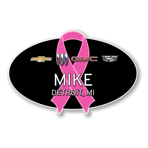 GM 4 Brand 2023 Breast Cancer Awareness Oval Name Badge