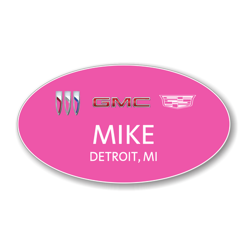 Buick GMC Cadillac 2023 Pink Oval Name Badge