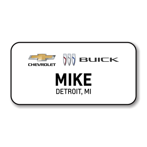 Chevrolet Buick 2023 White 3" x 1.5" Name Badge