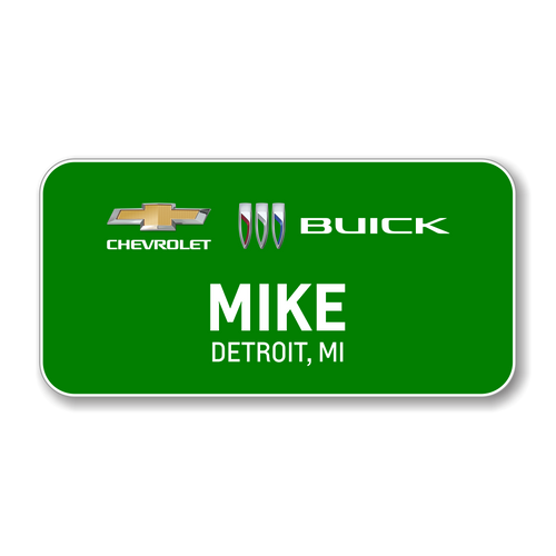 Chevrolet Buick 2023 Green 3" x 1.5" Name Badge