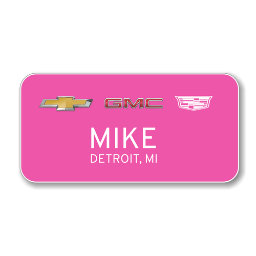 Chevrolet GMC Cadillac Pink 3" x 1.5" Name Badge Current Logos