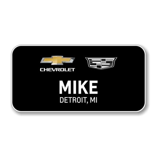 Chevrolet Cadillac Black 3" x 1.5" Name Badge Current Logos