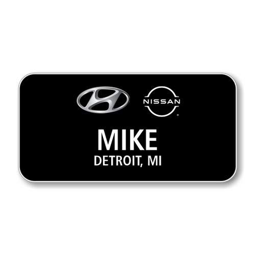 Hyundai Nissan Black 3" x 1.5" Name Badge