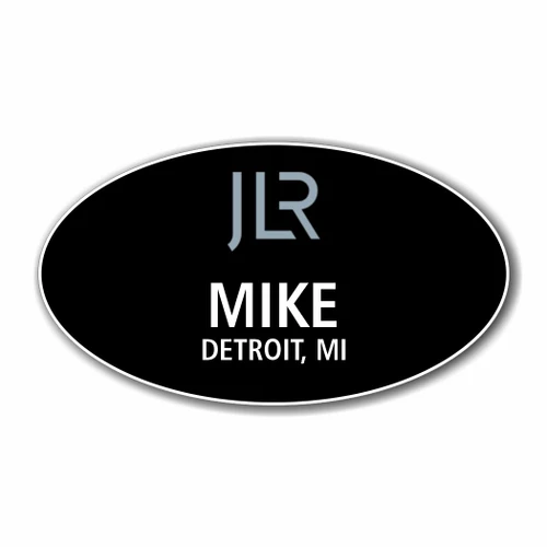 JLR Black Oval Name Badge