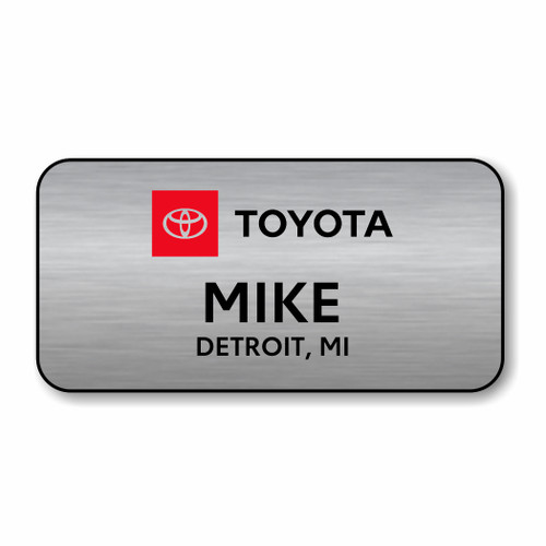 Full Logo Toyota Silver 3" x 1.5" Name Badge