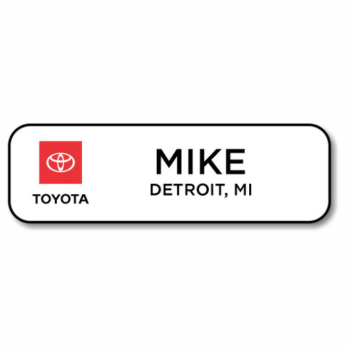 Toyota Current Full Logo 3.25" x 1" White Name Badge