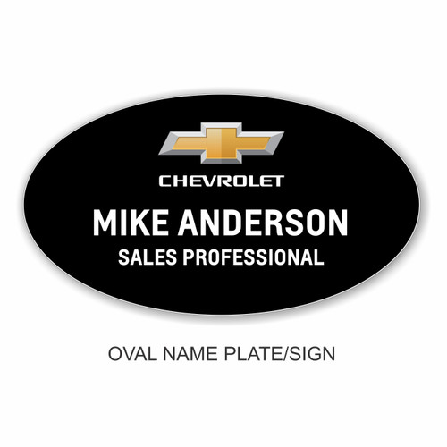 Chevrolet Black Oval Name Plate/Sign with Velcro