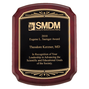 Rosewood Piano Finish Plaque with Gold Border P4520