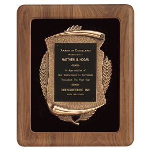 14" x 17" American Walnut Frame w/Black Velour Back/Bronze Finish Frame/Black Brass Plate