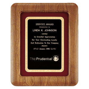 12" x 15" American Walnut Airflyte Frame w/Maroon Velour & Black Florentine LaserFX Plate