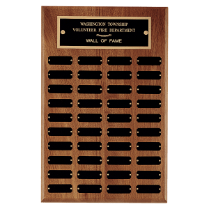 13" x 20"/Plates 7/8" x 2 1/2" American Walnut 40 Plate Perpetual Plaque with Black Brass Plates