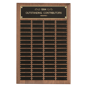 American Walnut 12 Plate Perpetual Plaque with Black Brass Plates