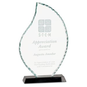 Flame Facet Glass on Black Base