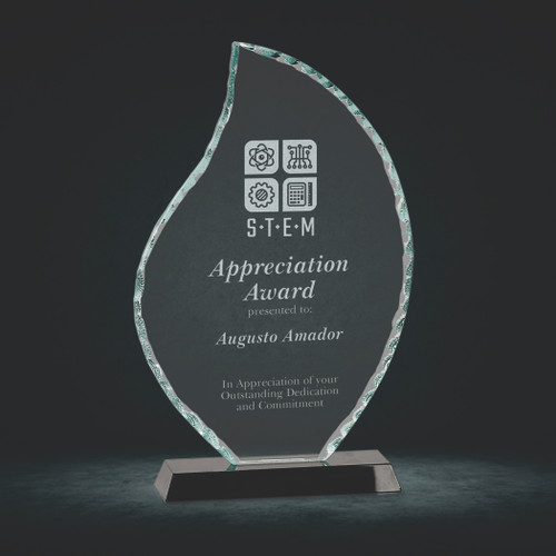 Flame Facet Glass on Black Base