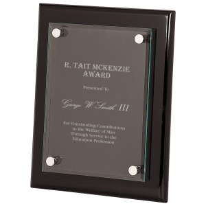 Black Piano Finish Floating Glass Plaque