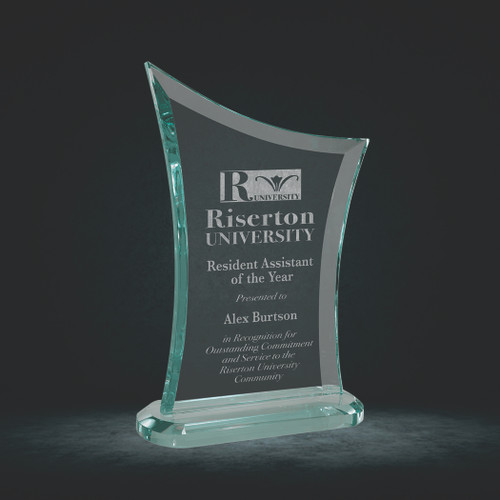 Contemporary Jade Glass Award with Oval Shaped Base