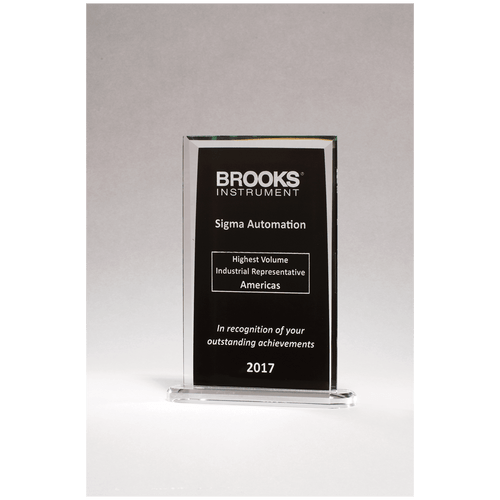 Rectangular Glass Award with Black Silkscreened Center