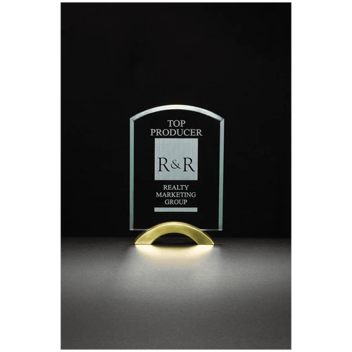 Arch Series Glass Award with Gold Metal Base