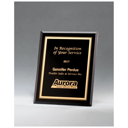 Black Glass Plaque with Gold Border and Easel Back