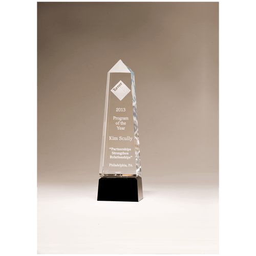 Crystal Obelisk with Prism-Effect Top and Black Base