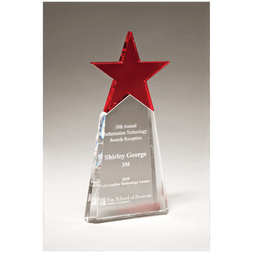 Red Crystal Star on Clear Crystal Base