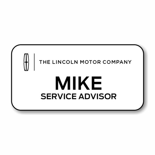 Lincoln Motor Company 3" x 1.5" White Name Badge