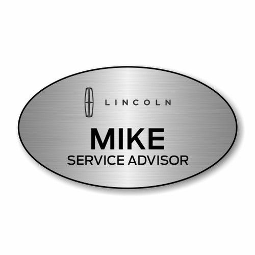 Lincoln Silver Oval Name Badge