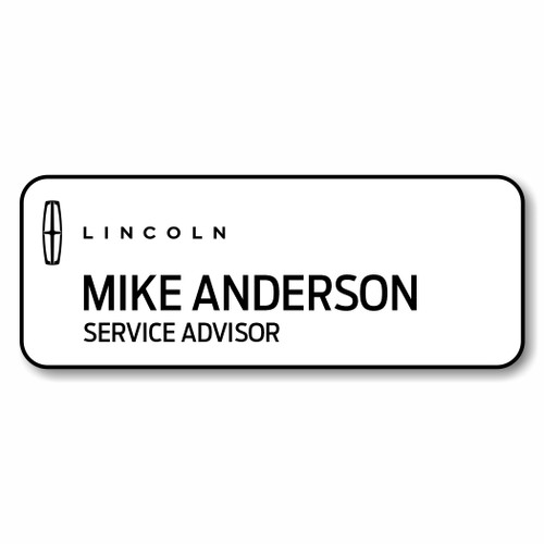 Lincoln 3.25" x 1.25" White Name Badge
