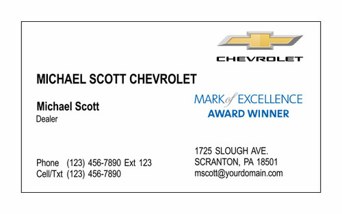 Chevrolet Mark of Excellence Business Cards