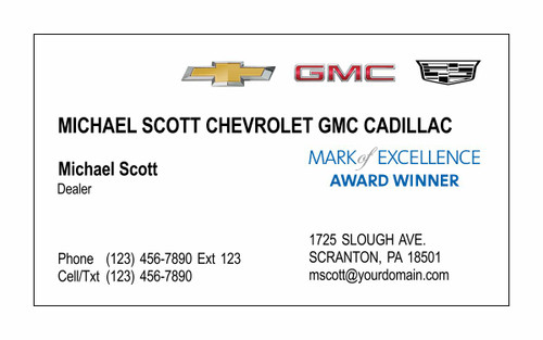 Chevrolet GMC Cadillac Mark of Excellence Business Cards