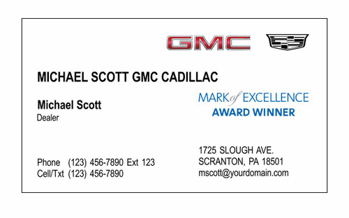 GMC Cadillac Mark of Excellence Business Cards