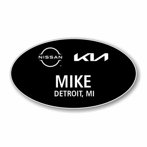 Nissan Kia Black Oval Name Badge
