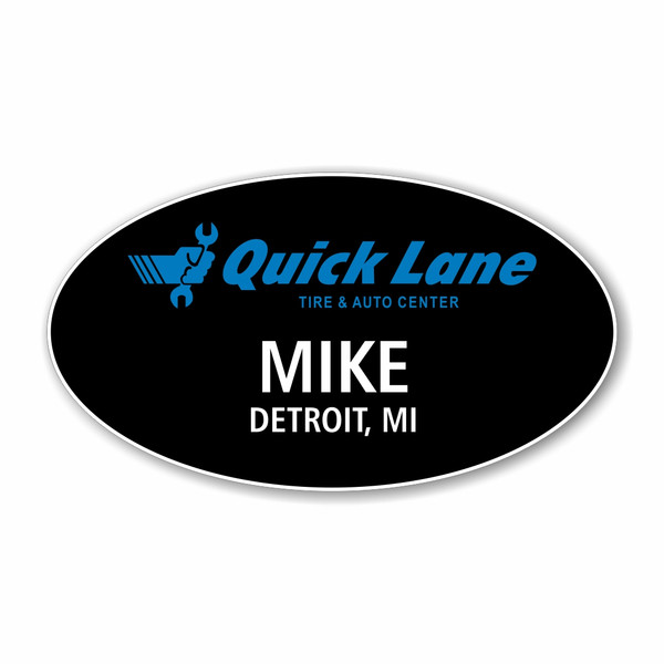 Quick Lane Black Oval Name Badge