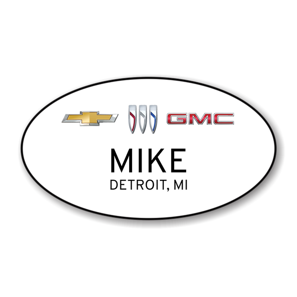 Chevrolet Buick GMC 2023 White Oval Name Badge Chevrolet Buick GMC 2023 White Oval Name Badge