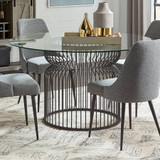 Granvia Round Dining Table in Gun Metal/ Clear Glass