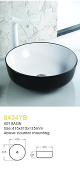 8434YB Countertop Art Basin in Black and White