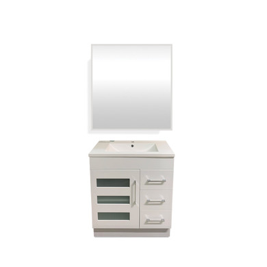 PE750WHT-GL 30" Bathroom Cabinet Set in White